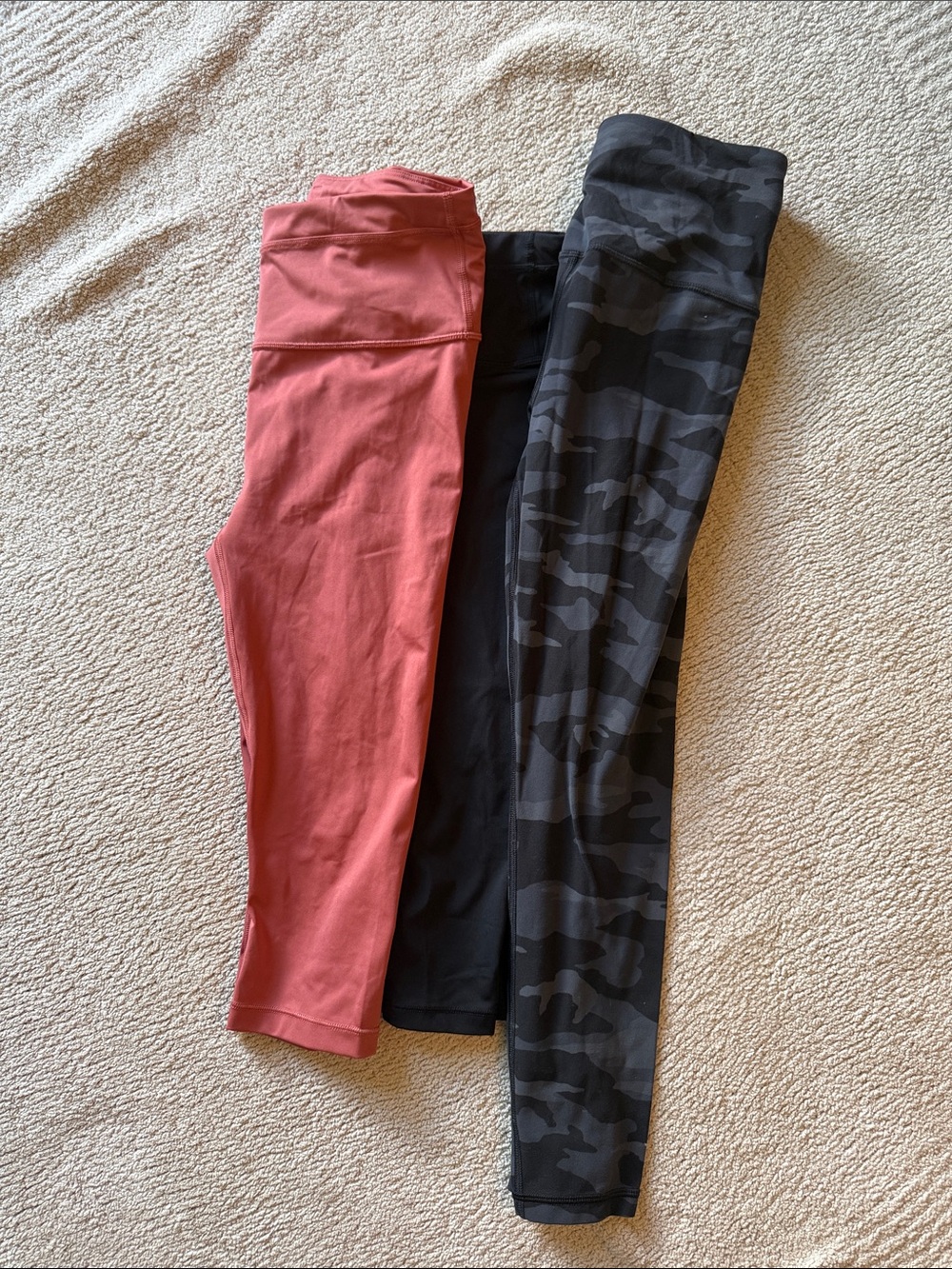 Athleta Women's Leggings Bundle - black, camo and salmon colored